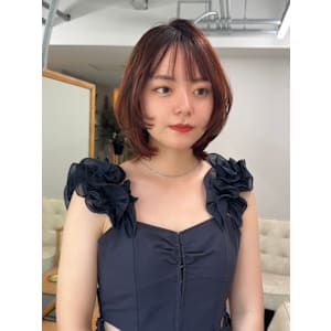 ★夏韓国ウルフ/ミディアムレイヤーカット/オレンジ暖色