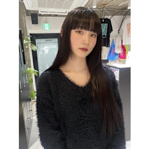 レイヤーカットワイドバング姫カットオリーブブラウン