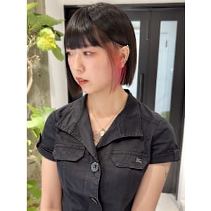 ボブ切りっぱなしボブインナーボブピンクベージュ