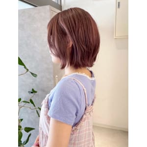 [rizu]ピンクベージュ/ハイトーンボブ/ピンクカラー