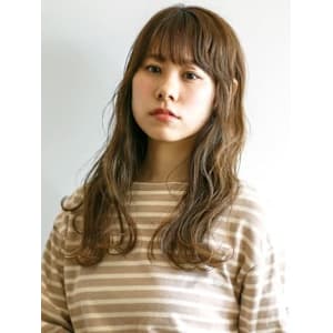 ウェーブヘア ブリーチ ハイトーン レイヤーカット ベージュ