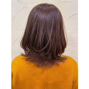 ウルフカット 30代40代 ブラウンベージュ ウルフレイヤー