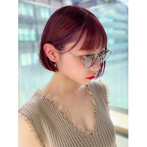 大人モード&コンパクトボブ/オン眉/ハイトーン/ローズピンク