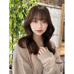 ★韓国ヘアくびれヘア前髪顔周りベージュ