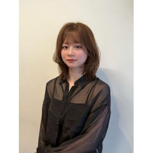 ★韓国ヘアレイヤーボブ前髪顔周りヘーゼルベージュ