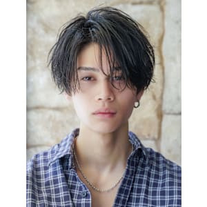 モテる黒髪ネープレスショート束感モテ髪ワックスなしマッシュ