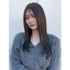 髪質改善 艶髪 ロングレイヤー アッシュブラウン 縮毛矯正 