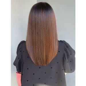 縮毛矯正 セミロング ダメージレス 髪質改善 ベージュカラー