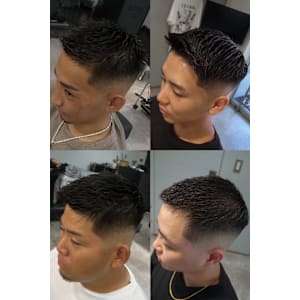 ミドルスキンフェード/アイロンパーマ/ビジネススタイル