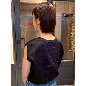 ショートボブ 切りっぱなしボブ 髪質改善 ブラウンベージュ 