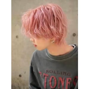 ピンクカラー/ダブルカラー/メンズカット
