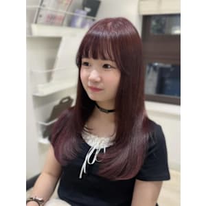 【AYAKI】レイヤー顔まわりカットワインレッド