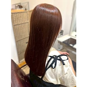 オレンジブラウン 暖色カラー ブリーチなしダブルカラー