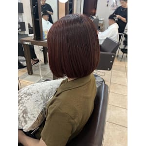 ピンクブラウン×ボブ