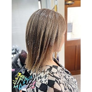 グレイカラーぼかしケアブリーチ♪ハイトーンベージュ　茅ヶ崎