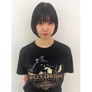 ミニボブ 黒髪ショート 内巻きぱつっとボブ フルバング