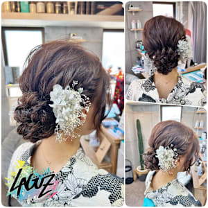 【ヘアセット】 夏の浴衣 白飾り花 まとめアレンジ - LAGUZ 茅ヶ崎 髪質改善 ヘアアレンジ【ラグズ チガサキ カミシツカイゼン ヘアアレンジ】掲載中