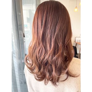 大人可愛いピンクブラウン/ミディアム/ウェーブカール