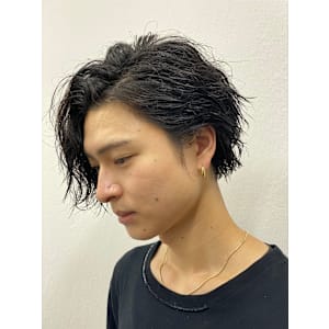 耳掛けフェザーパーマ/理容室/barber/メンズカット/床