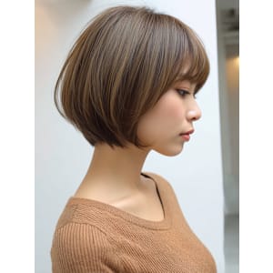 ボブ 丸みショート ひし形ショート オリーブベージュ 透明感