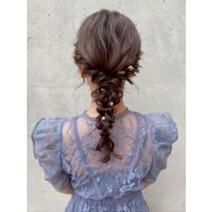 #編みおろしアレンジ　#パールヘアアクセ