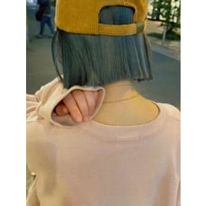 #マリンブルーカラー　#切りっぱなしボブ