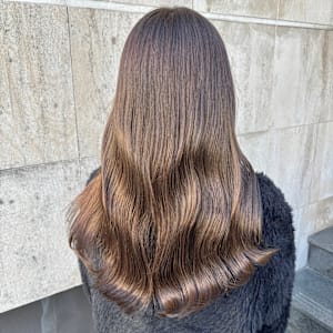 ブリーチなしダブルカラー！透け感オリーブベージュ