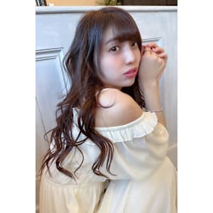 デジタルパーマロングヘア・福山・韓国グレージュコテ巻き風