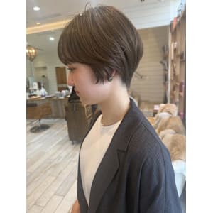 渋谷/フェザーパーマ/ミニウルフ/チェリーブラウン/ボブ