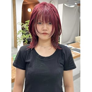 hinari/ワインレッド/ケアブリーチ/レイヤーカット