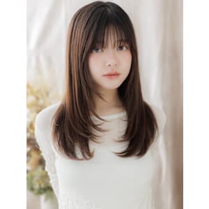 暗髪アッシュブラウン重軽ロングレイヤー　マロンベージュ