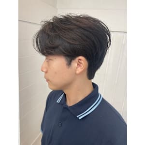 メンズカットハイライトマッシュパーマウルフアッシュブラック