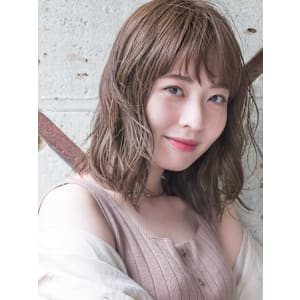 ミディアム/ことりベージュ/外はねボブ/天神大名/髪質改善/