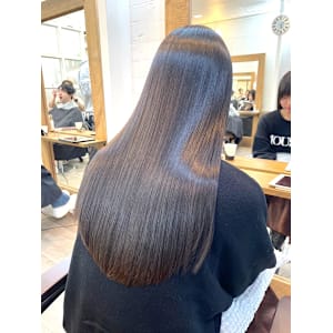 丸型卵形ベース逆三角ロング美髪ピンクブラウン髪質改善縮毛矯正