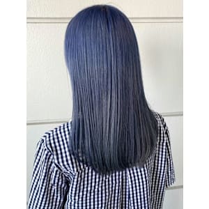 ブルーカラー くすみ ケアブリーチ ペールブルー ロング