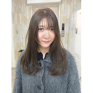 韓国シースルーバングイメチェン似合わせカットショコラブラウン