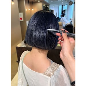 ディープブルー/ブリーチ/ボブ/水素カラー/艶髪【ミワチカ】