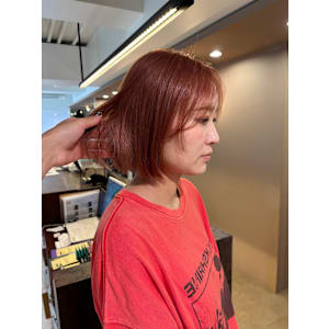 オレンジベージュ/夏カラー/ブリーチ/ボブスタイル【ミワチ】