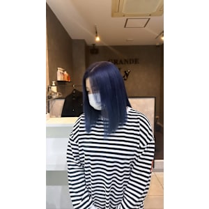 ブルーブラック【ケアブリーチ/ダブルカラー/髪質改善/高畑】