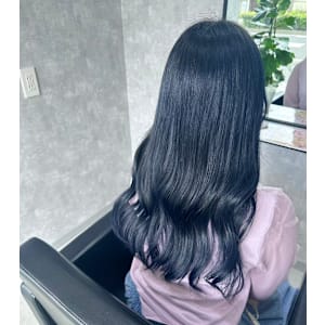 ネイビーブルーカラー【髪質改善/ケアブリーチ/ダブルカラー】