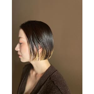 ミニボブ/ダブルカラー/ケアブリーチ/ハイライト
