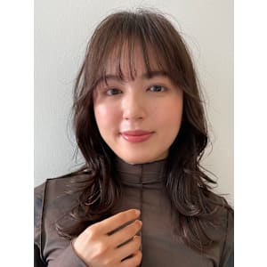 ミディアムボブ/面長/前髪あり/絶壁解消/30代/40代