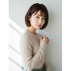 ボブ 顔周りカット ブラウンベージュ 20代30代 髪質改善