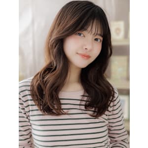 大人かわいい韓国風巻きガーリーロング　チャコールグレー