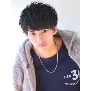 メンズショートツーブロックニュアンスカールマッシュ