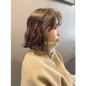 【田中結】ボブ　ラフウェーブ　ニュアンスパーマ