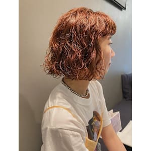 【田中結】 切りっぱなし　ボブパーマ　くるくる