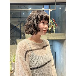 【田中結】前上がりボブ　ニュアンスパーマ