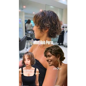 外国人風ウルフボブパーマ/ブリーチパーマ