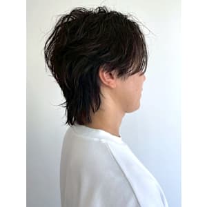 メンズミディアム ウルフパーマ 毛流れパーマ 20代 30代